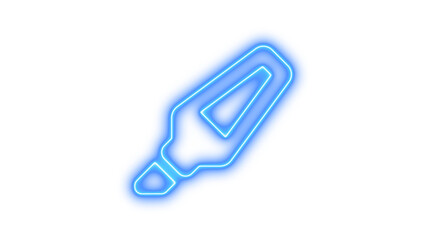 Glowing Neon Pen Nib Outline, Neon highlighter pen icon glow with transparent background