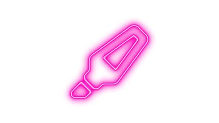 Glowing Neon Pen Nib Outline, Neon highlighter pen icon glow with transparent background