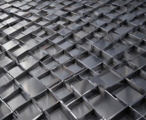 Obraz premium Sleek metallic grid, intersecting planes, smooth surface, background, technology, sharp