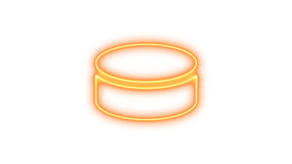 Glowing neon cylinder with a hollow center, Neon hockey puck icon glow with transparent background