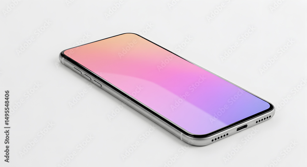 Aufkleber elegant smartphone mockup with gradient screen display on white background for app presentation