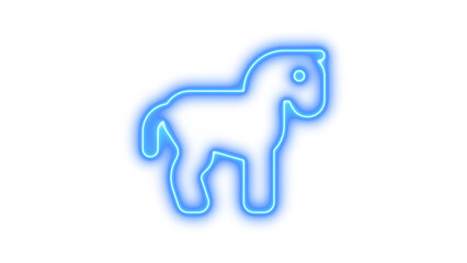 Neon Horse Outline, Neon horse icon glow with transparent background