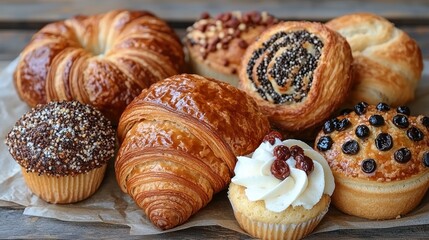 Variety of baked goods on parchment paper