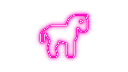 Neon Horse Outline, Neon horse icon glow with transparent background