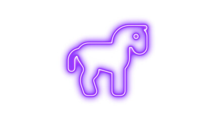 Neon Horse Outline, Neon horse icon glow with transparent background