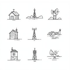 Wireless communication towers elegant line art design perfect for tech projects