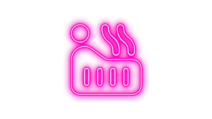 Neon Hot Tub Relaxation Icon, Neon hot tub person icon glow with transparent background