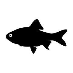Black fish silhouette vector illustration aquatic animal ocean sea river lake goldfish koi pet fishy
