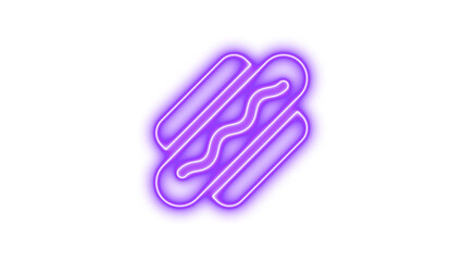 Neon Hot Dog Sign with Glowing Outline, Neon hotdog icon glow with transparent background