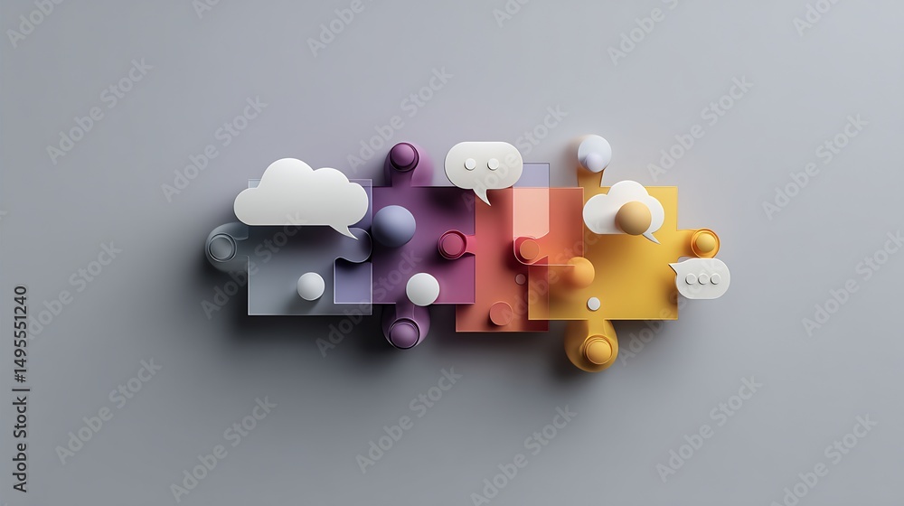 Aufkleber abstract communication concept: a colorful puzzle of connection and dialogue