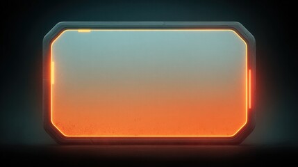 Futuristic Orange Frame with Glowing Edges on Dark Background