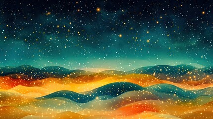 Whimsical Starscape: An Abstract Landscape of Celestial Dreams and Shimmering Light