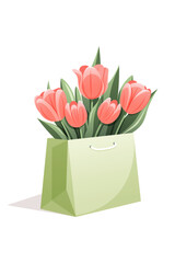 tulips in a box vector illustration