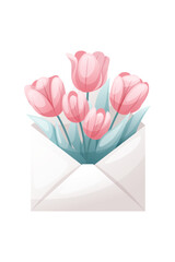 tulips in envelope vector illustration
