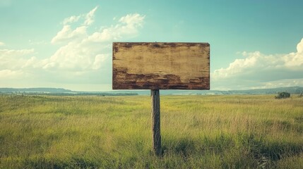 Signboard in rural area with space for text