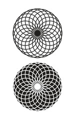 Black set of abstract  circular floral mandala vector art and illustration design. 