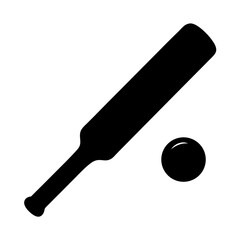 Simple cricket bat and ball icon for sports graphics and design