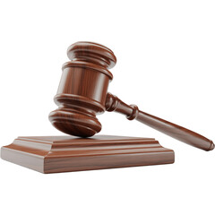 Wooden judge gavel on sound block PNG Image, Gavel isolated on transparent background, Gavel illustration 
