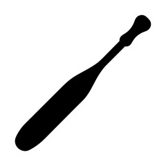 Simple black silhouette illustration of a wooden baseball bat on white background