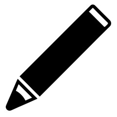 Black pencil icon for writing, editing, drawing and creating ideas