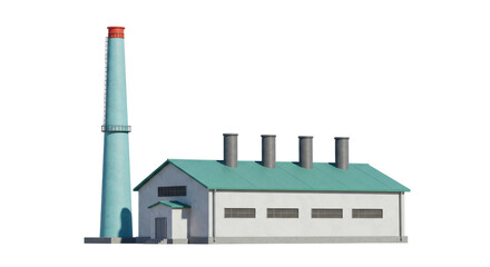 Obraz premium Isolated Factory Building with Chimneys