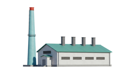 Isolated Factory Building with Chimneys