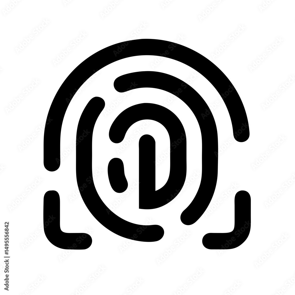Aufkleber black and white icon of a fingerprint being scanned within a bracketed area. useful for security blo