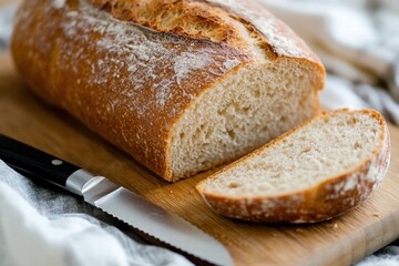 Naklejka premium Loaf of bread with crusty exterior