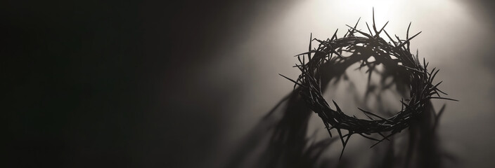 Jesus died for us. Wreath of Thorns on black background