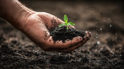 Growing plant in hand earth day concept new life hope and care for environment and sustainable future