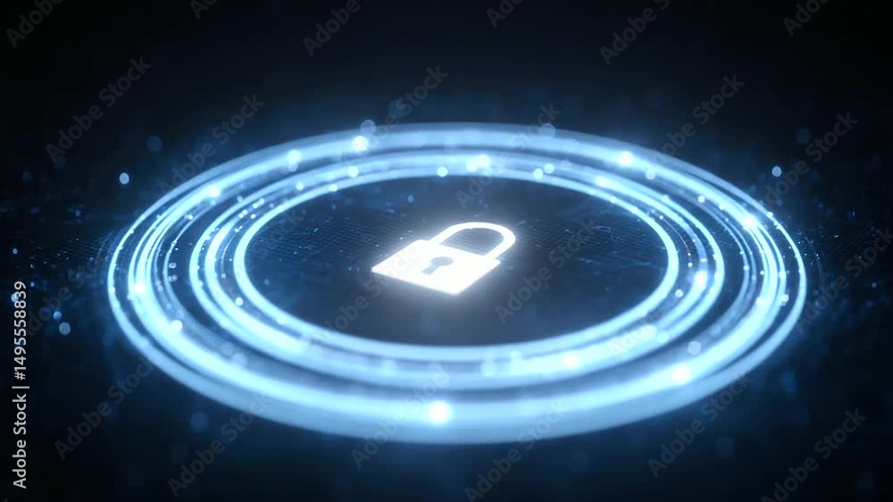 Poster dynamic 3d interface showcasing advanced document protection for cybersecurity and compliance.
