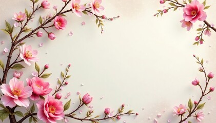 Fototapeta premium Subtle floral damask, delicate blossoms & vines, muted tones, textile, delicate