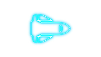 Neon outline of a space shuttle glowing, Neon shuttle space glow with transparent background