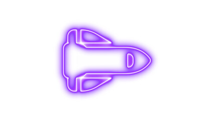 Neon outline of a space shuttle glowing, Neon shuttle space glow with transparent background