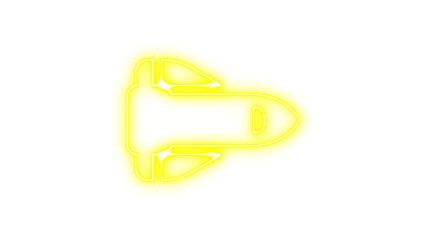 Neon outline of a space shuttle glowing, Neon shuttle space glow with transparent background