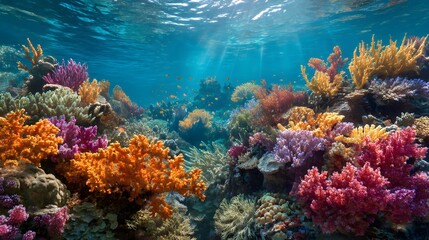 Explore the vibrant coral reef ecosystem underwater marine life with colorful coral and fish species