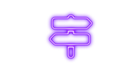 Neon sign with two directional arrows pointing left and right, Neon signs post glow with transparent background