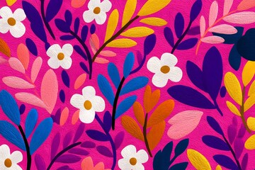 Vibrant abstract floral pattern bursting with colors harmonizing nature's beauty and artistic expression