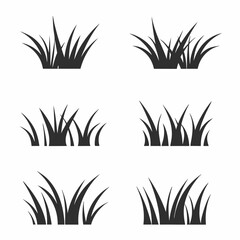 Grass Icon Set Flat Vector Silhouette Collection.