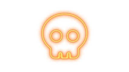 Glowing neon skull icon with a simplistic design, Neon skull glow with transparent background