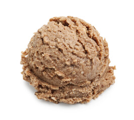 One scoop of delicious ice cream on white background