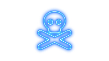 Glowing neon skull and crossbones symbol, Neon skull crossbones glow with transparent background