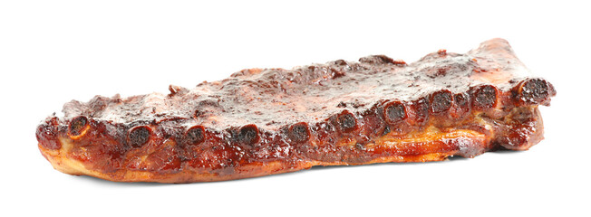 Tasty roasted pork ribs isolated on white