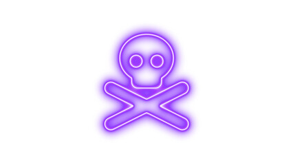 Glowing neon skull and crossbones symbol, Neon skull crossbones glow with transparent background