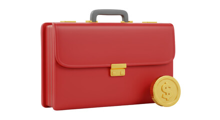 Isolated Briefcase with Coin
