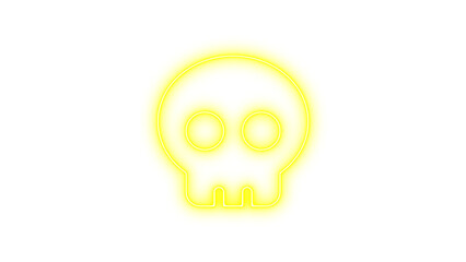 Glowing neon skull icon with a simplistic design, Neon skull glow with transparent background