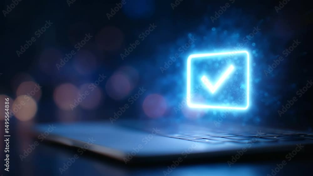 Poster futuristic digital identity verification interface featuring dynamic holographic elements.