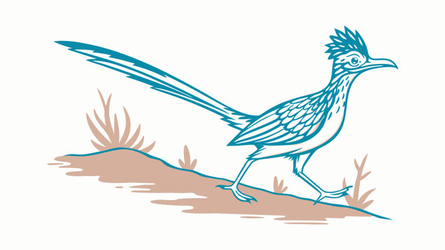 Stylized roadrunner bird mid stride dynamic sleek pose vector illustration