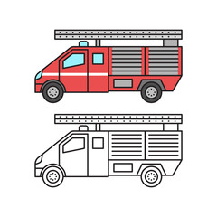 Fire van rescue equipment icon isolated on white