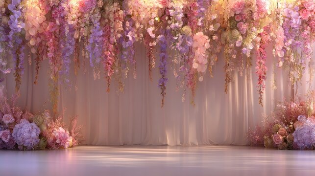 Elegant floral backdrop for wedding ceremony